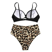 MLQIDK ženski bikini setovi Leopard cvijeće tisak bikini set visokog struka kupaćih kostimioita Twist