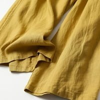 Ženske hlače Culottes Cotton Wide noga Palazzo elastične struke Capri pantalone sa džepovima Hlače za