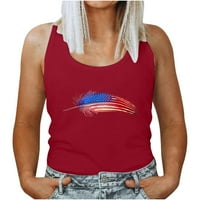Američka zastava Slatke grafičke mase za žene 4. srpnja Schoop Rezervoar za vrat Ljeto bez rukava Ležerna labava bluza