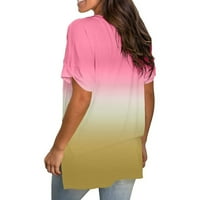 Ženski vrhovi Ležerne prilike Cvjetni kratki rukav V izrez TEE majica Štampana labava strana Split Tunic