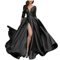 Ljetne haljine za žene pune labave tiskane rublje s dugim rukavom V-izrezom haljina na plaži crna 5xl