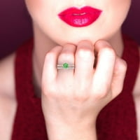 1. CT sjajan okrugli rez simulirani zeleni dijamant 18k Rose Gold Solitaire sa akcentima Bridal Set