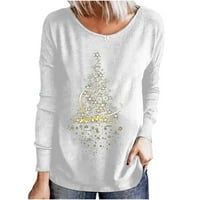 Sretne božićne majice za žene Xmas grafički tiskani majica za praznike Tees Božićni tisak okrugli vrat