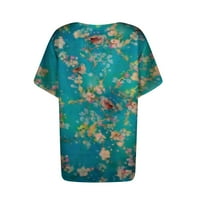 Plus veličine za žene ženske V-izrez kratkih rukava grafički otisci Dame Bluzes Ljetne košulje za žene