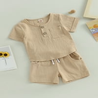Frobukio Toddler Baby Boys Ljetna majica Shorts Outfits Dugme s kratkim rukavima dolje Vrhovi Hlače za odjeću