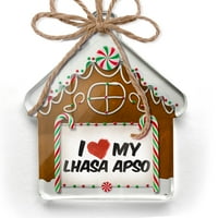 Ornament ispisano jednostrano volim svoj Lhasa Apso pas iz Tibet Božić Neonblond
