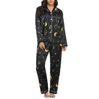 Biayxms Women Pijamas Set, Dots Star Leopard Ispiši dugme dugih rukava zatvarač na vrhu hlača