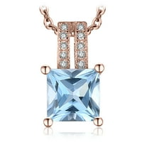 Jewelrypalace 1.2ct Princess-Cut Sky Blue Topaz Godišnjica vjenčanja Privjesak Ogrlica Sterling Srebrna