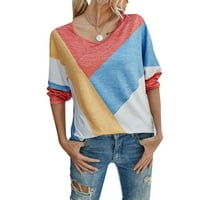 Košulje za ženu za čišćenje rukava Tors za ženska bluza Labavi krug Podudaranje dugih vrata Color Print