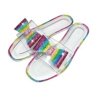 Ljetna boja gradijent Jelly donje ravne luk rhinestone sandale ženske cipele