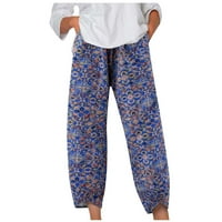 Ljetne hlače za žene opuštene tropske tiskane hlače Casual Posteljina Boho pantalone plus veličine sa