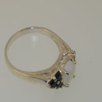 Britanci napravio 14k bijeli zlatni prirodni i safir ženski prsten ženskih klastera