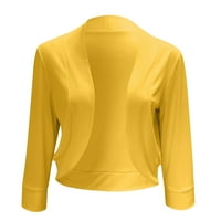 Dame modne casual pune boje tri četvrtine rukava s rukavima CARDIGAN kratak mali kaput žuti xl