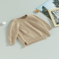 Pleteni džemper ležerne pulovere dugih rukava sa džepnim dojenčad jesenska pletiva za djevojčice, 3-mjesec