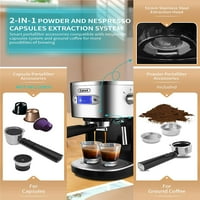 Gevi Bar Compact Professional Espresso aparat za kavu sa mlekom Floter za Espresso Latte i Cappuccino Burr Coffer Frinder sa preciznim postavkama mljevenja Bež