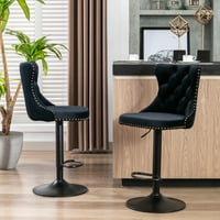 TCBOSIK 360 ° okretni baršunal Barstools Set od 2, moderne tapecirane stolice za tapecirane visine sa