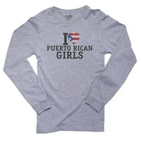 Ljubav Portoričke djevojke zastava Grafički srce Muška majica dugih rukava