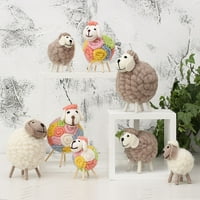 Felt ovčje od drvene vunene figurice plišano janjetinsko božićno dekoracije viseći ukrasi e