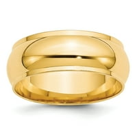 Čvrsta 14K žuta zlatna muška klasična kupola s ravnim rubom vjenčani prsten veličine 12
