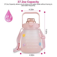 37. FL OZ boca vode s vremenskim markerom i slamom, dječjom bocom vode, motivacijske vode za višekratnu