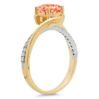 1.72ct okrugli rez Crveni simulirani dijamant 18k Bijelo žuto zlato Graviranje izjava bridalna godišnjica