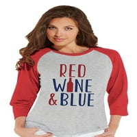 Custom Party Shop Žensko crveno vino i plava 4. srpnja Red Raglan majica