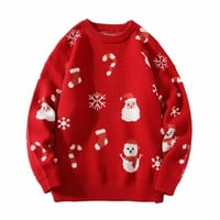 Dukseri za muškarce Moderni fit džemper pulover Božićne posade izrez slatki džemperi crveni 3xl
