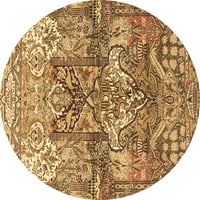 Ahgly Company u zatvorenom okruglom perzijskim smeđim tradicionalnim prostirkama, 8 'kruga