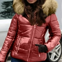 Zimski kaputi za ženske plišane ovratnike dugih rukava puni zip obrezane tople jakne za žene