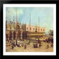 San Marco Square Veliki crni drveni ugrađen ispis umjetnost Canaletto