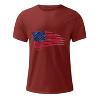 Pyju Slim Fit s kratkih rukava 4th jul Vintage Plain American Zastava T majice Summer Ležerne prilike