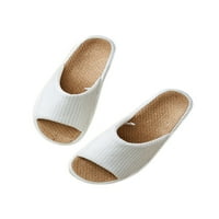 Daeful Muške ženske slajdove posteljine kućne cipele na kućnim papučama SPA Fla Casual Open Toe Slide Sandals bež 7-7.5