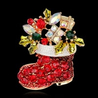 Božićni broševi poklon čizme prskanje Rhinestone Brooch Dekoracija odjeće za žene djevojke djeca