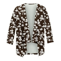 Kimonos Cardigan za ženske plus veličine casual 3 4Sleeve modni udobni džepovi tiskati kardigan plaža