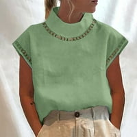 Žensko proljeće i ljeto čvrsto izrezano izrezano TOP Ležerni majica s visokim vratom čipke u prozračivanju