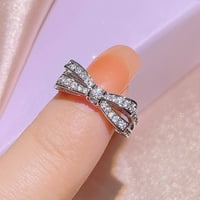 Wmkox8yii luk prsten ženski prsten za brisanje zircon dijamant Elegantni angažman vjenčani poklon za