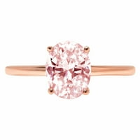 2. CT sjajan ovalni rez simulirani ružičasti dijamant 14k Rose Gold Solitaire prsten sz 10