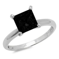 CT briljantna princeza Clear Simulirani dijamant 14k bijeli zlatni pasijans prsten sz 7.75