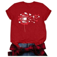 Moonker Womens Tops Majice za žene Ispiši čvrstu boju kratkih rukava majica TOP Valentinovo XL Crvena
