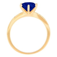 1.71ct okrugli rez simulirani plavi safir 18K žuti zlatni godišnjički zaručni prsten veličine 5,75