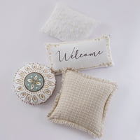 Levte Home - Cosima - Dekorativni jastuk - okrugli medaljon - krem, teal, smeđe i zlato