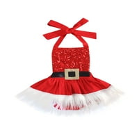Slušajte novorođene dječje djevojke Božićna odjeća Romper haljina bez rukava za zabavu Princess Tutu