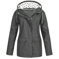 Daqian Womens vanjska jakna plus veličina Žene Čvrsta kišna jakna na otvorenom plus veličine kapuljača