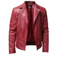 Muška PU kožna jakna uzročno kablovna kožna motocikala jakna sa zatvaračem za bicikle crveni xxl