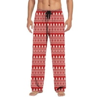PXiakgy božićne muške casual paštačke hlače sa crtežom i džepovima Božićni poklon crveni + l