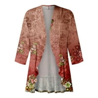 Cardigan za žene Trendy rukave Kardigani Mekani draperi Otvoreni prednji vrhovi ruffle trim hem kimonos