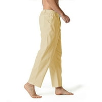 Rovga muške hlače posteljina pamučna labava casual lagana elastična struka hlače yoga hlače Početna
