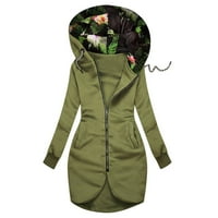 Twifer Hoodies za žene modne modne cvjetne jakne sa zatvaračem džepni dugi rukav kaput s dugim rukavima