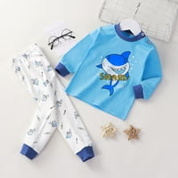 KETYYH-CHN PAJAMAS za djecu Top i hlače s dugim rukavima Pajama Sleep set, dvodijelno nebo plavo, 110