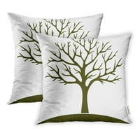 Zelena grana Zimska drveća silueta šablon hrastov jastučni jastučni jastučni poklopac set od 2